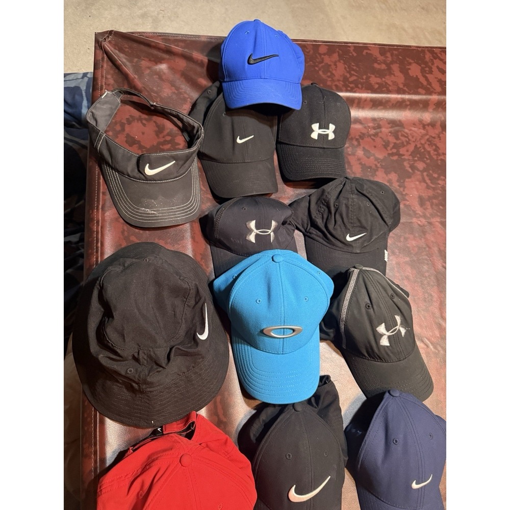 Lot of 14 Nike Under Armour Adidas Columbia Hats‎ – Used – As Is